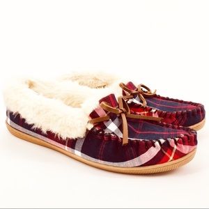 J CREW Tartan Plaid Moccasins Size 6